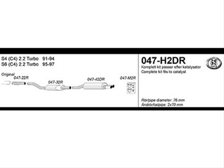 bild 3" avgassystem Audi S4 91- i Rostfritt